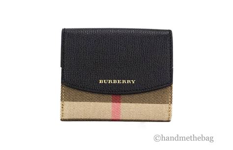 Burberry Luna Black Leather House Check Coin Pouch Wallet